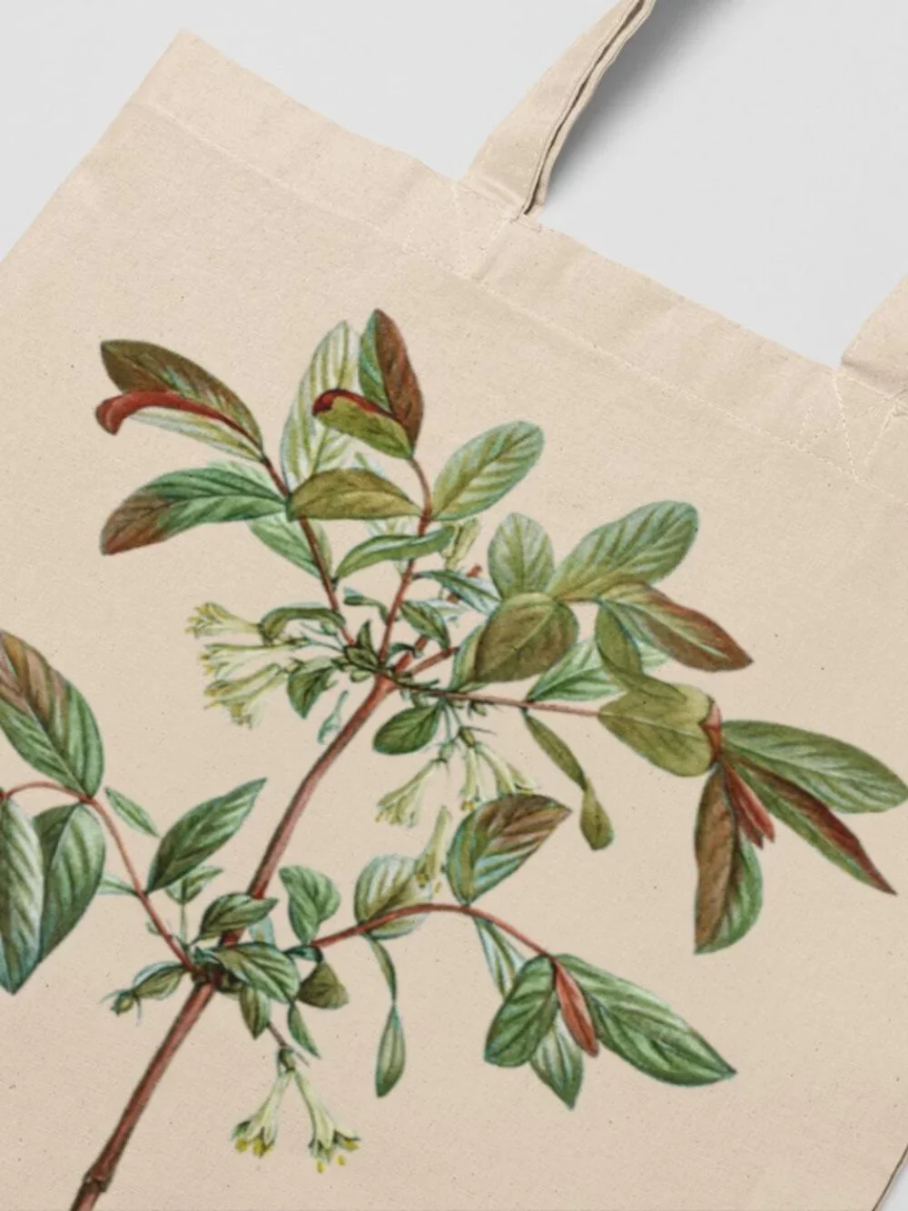 Honeyberry Vintage Floral Print Graphic Canvas Tote Bag